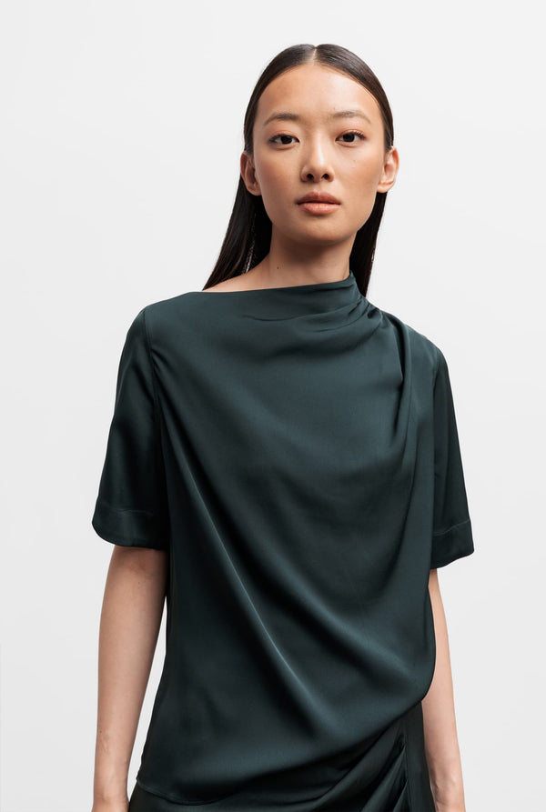 Lima silk tee deep forest