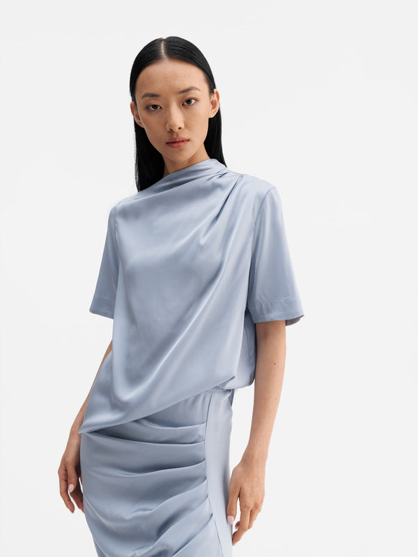 Lima silk tee denim blue