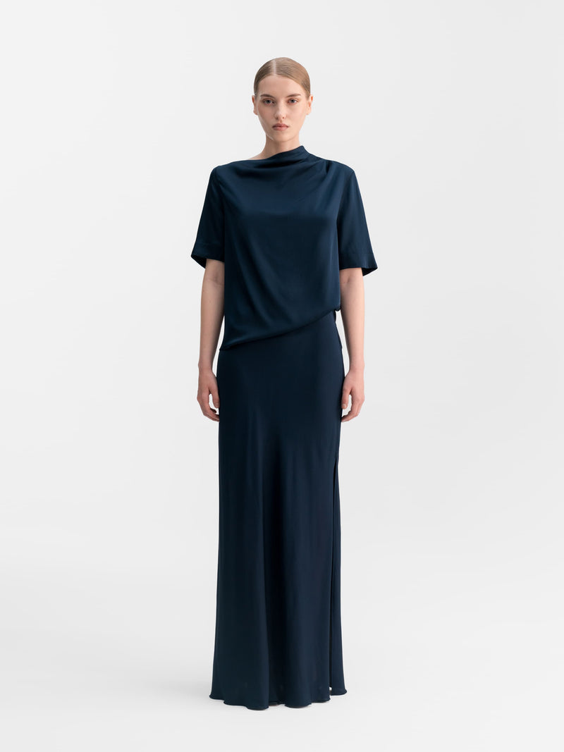 Lima silk tee midnight blue