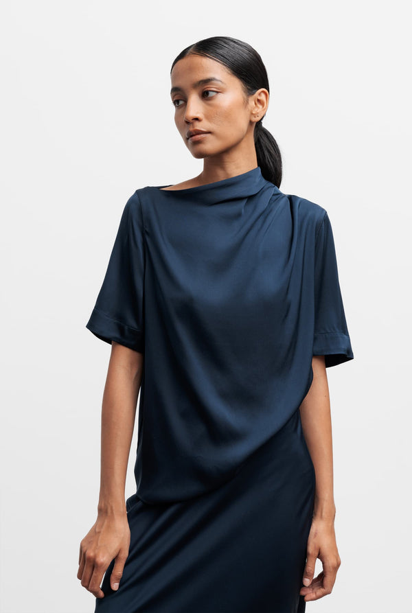 Lima silk tee midnight blue