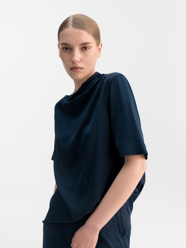 Lima silk tee midnight blue