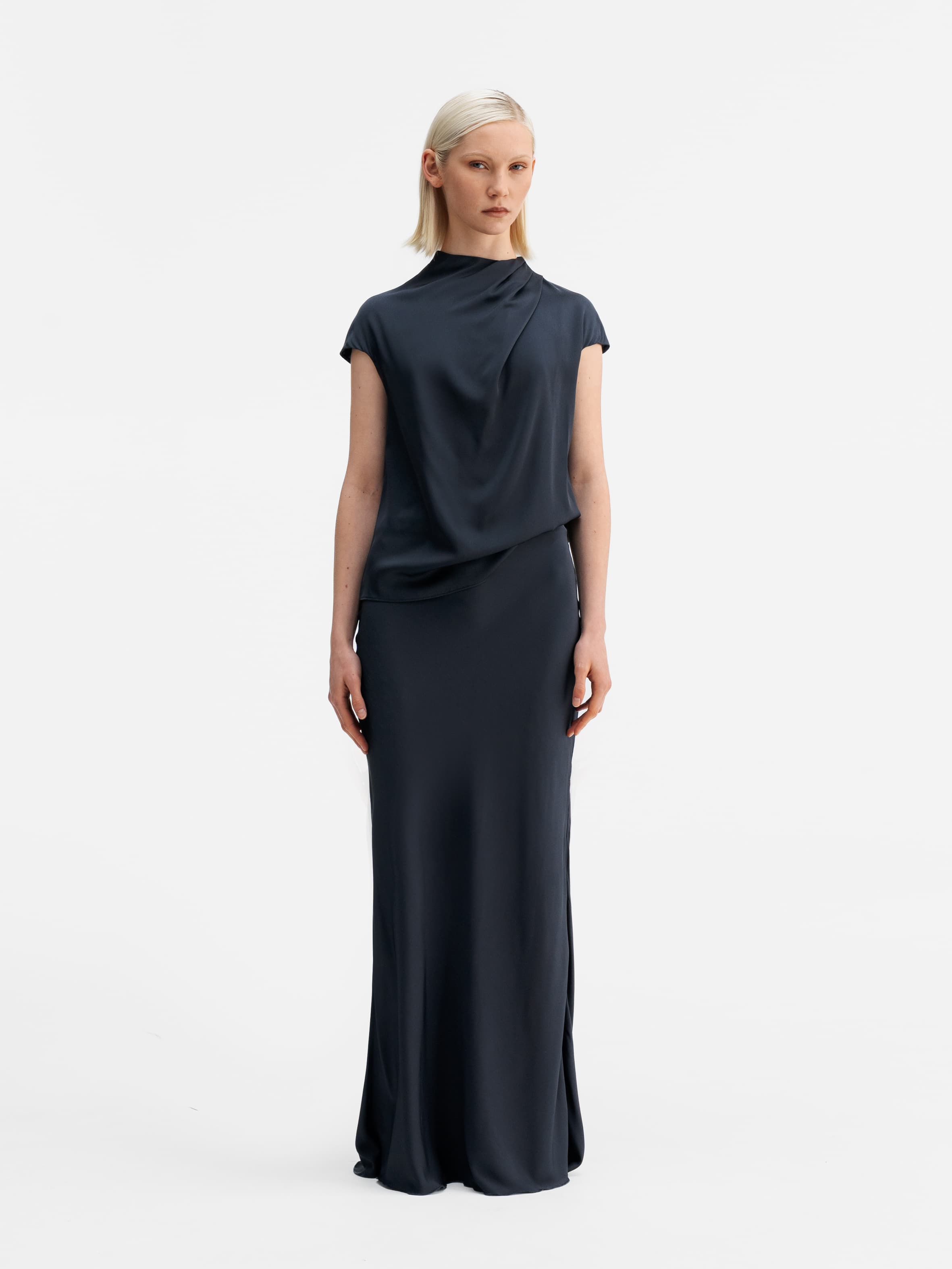 Lima silk top blue grey