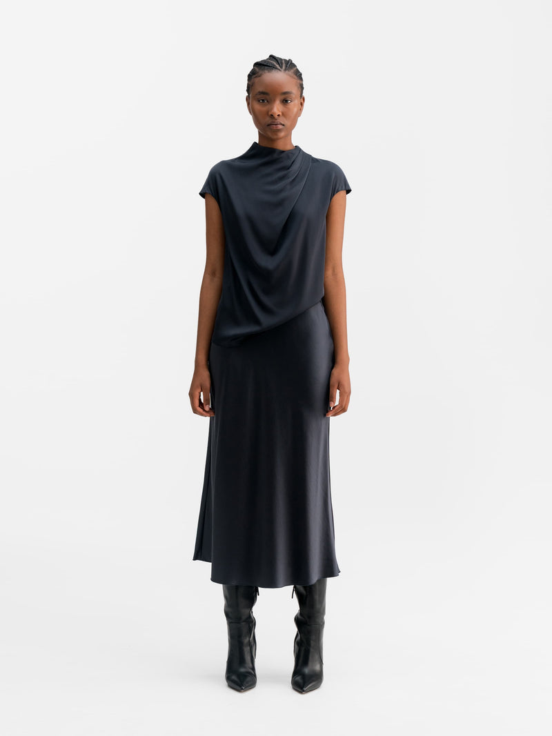 Lima silk top blue grey