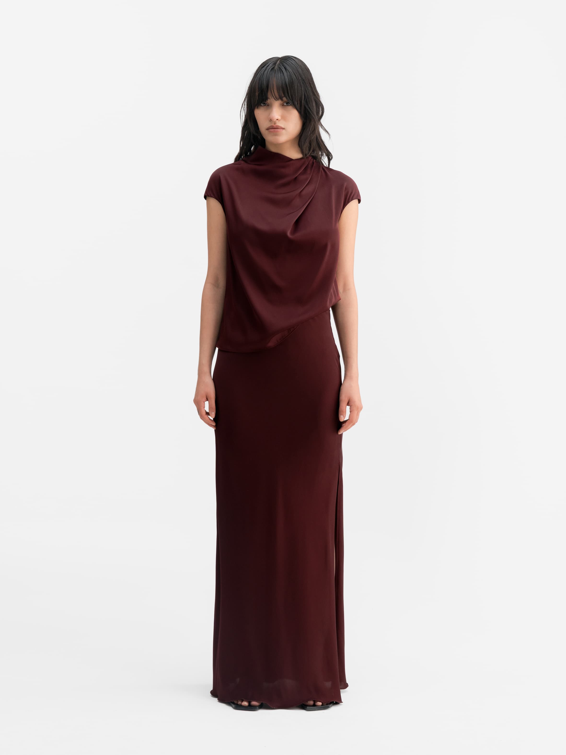 Lima silk top burgundy