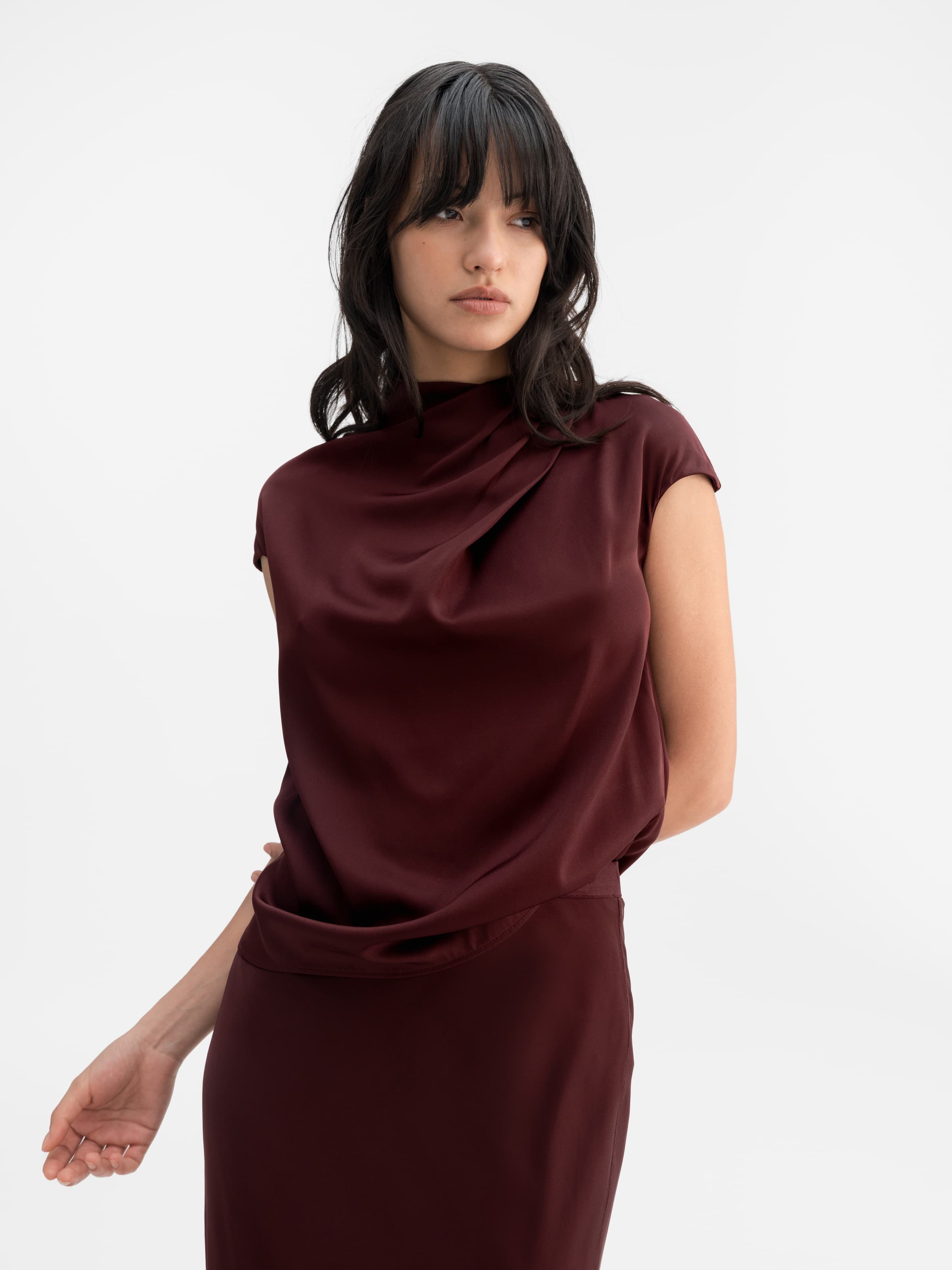 Lima silk top burgundy