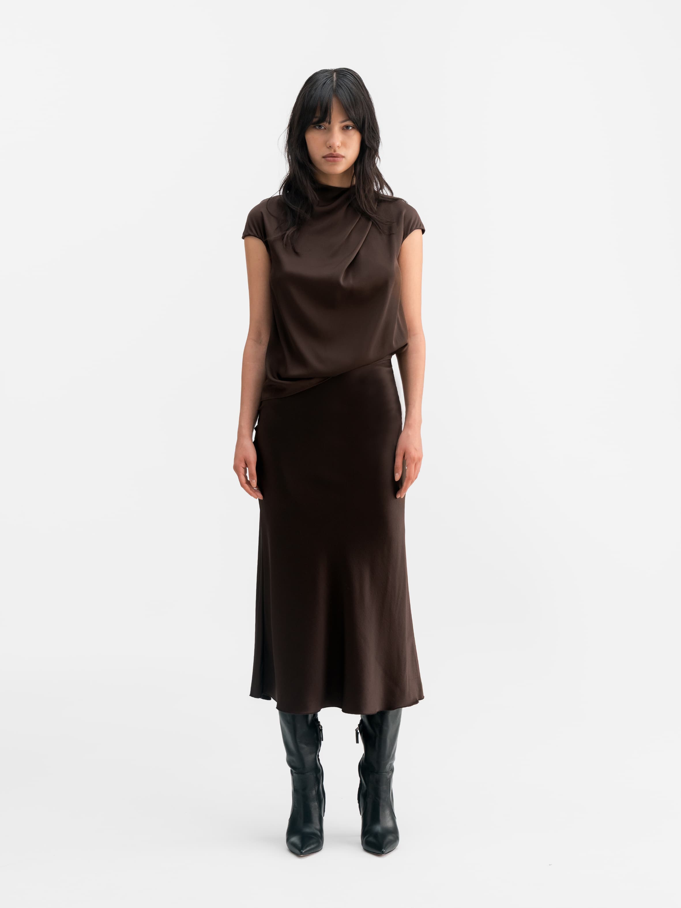Lima silk top dark brown