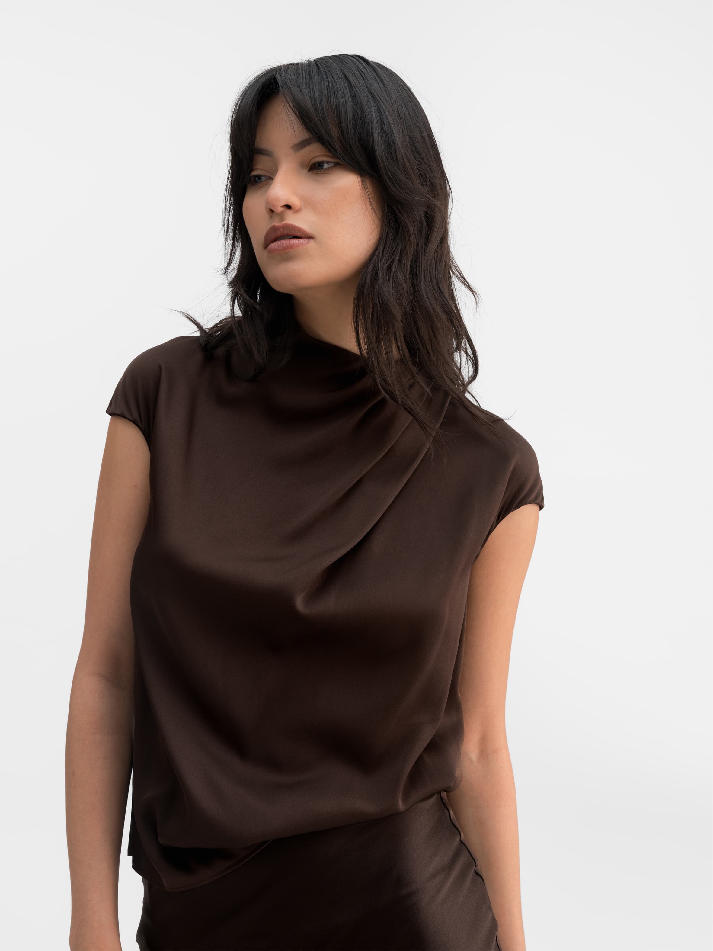 Lima silk top dark brown
