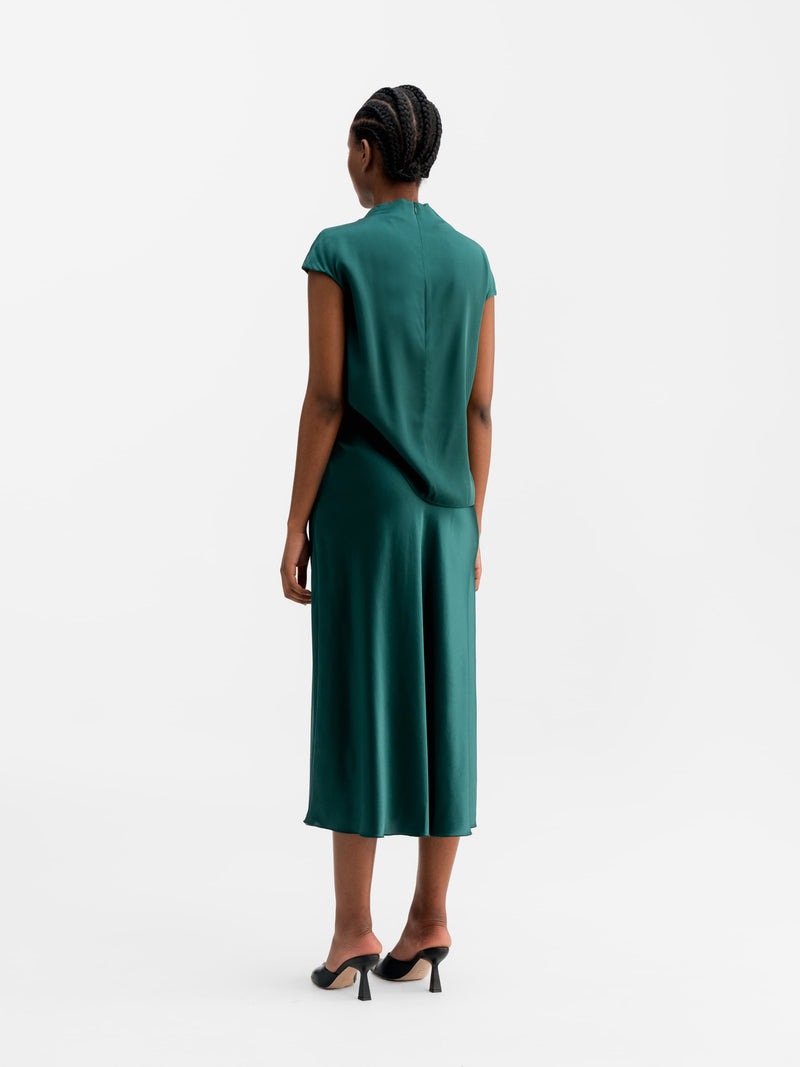 Lima silk top dark emerald