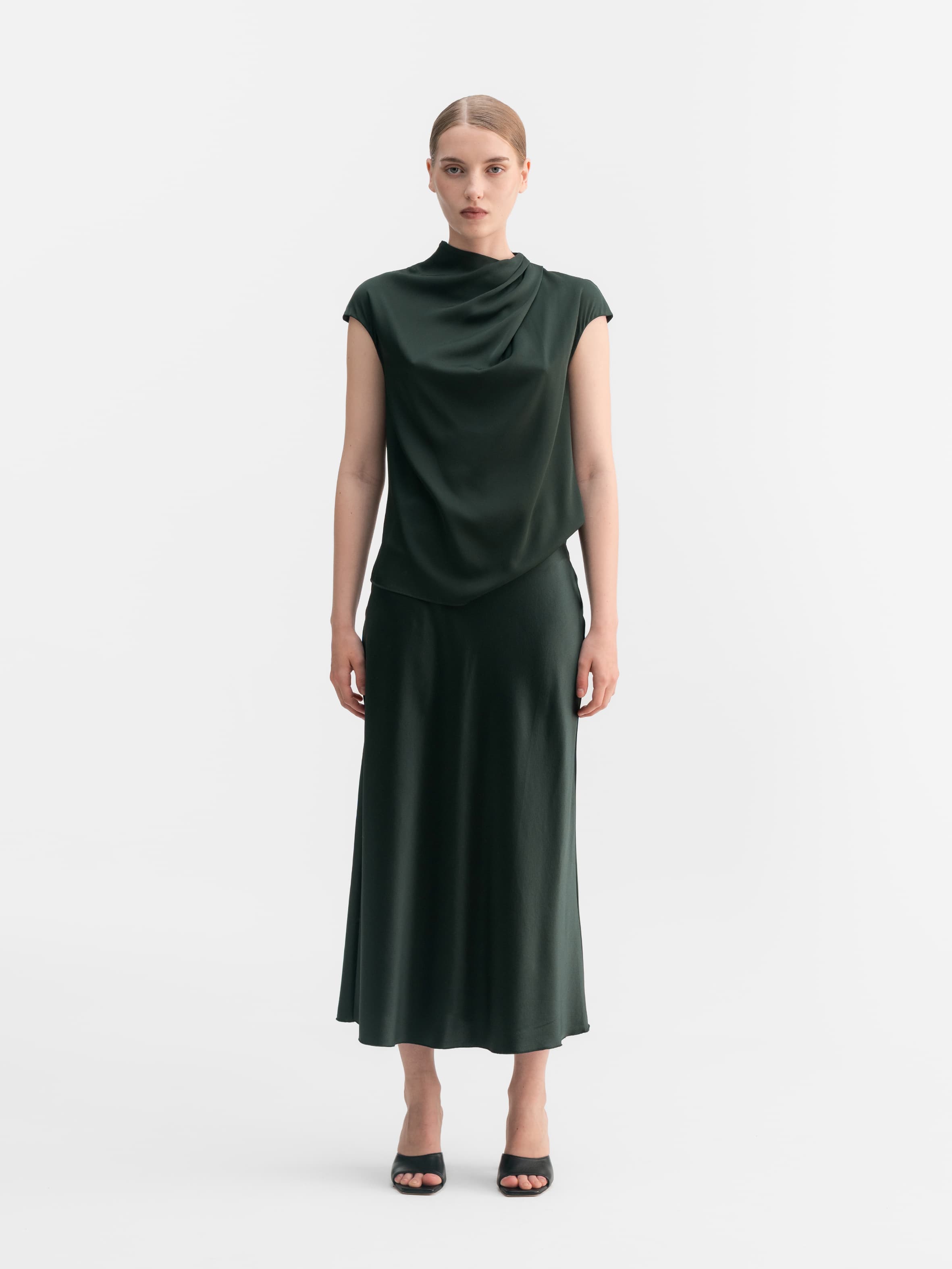 Lima silk top deep forest