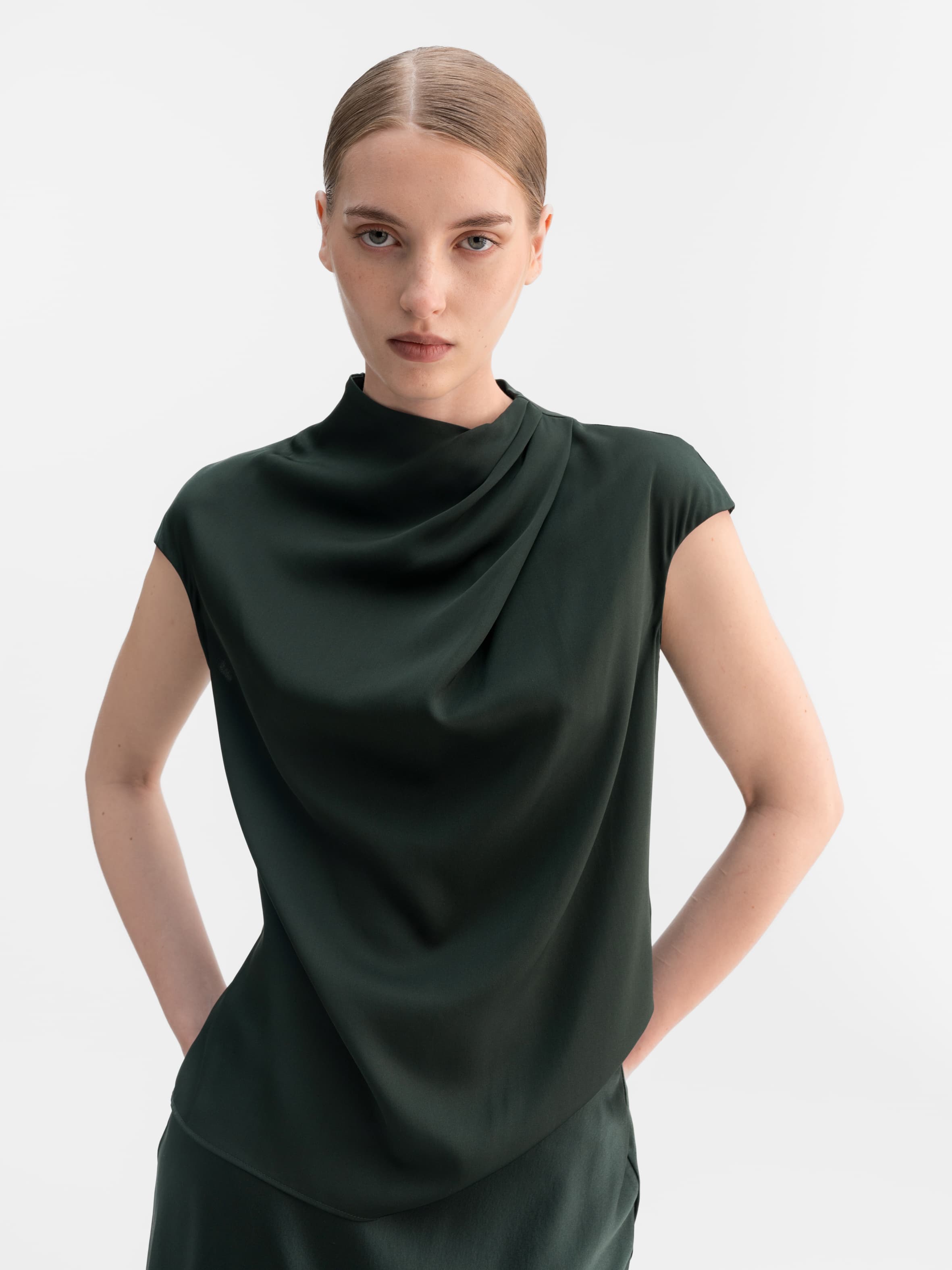 Lima silk top deep forest