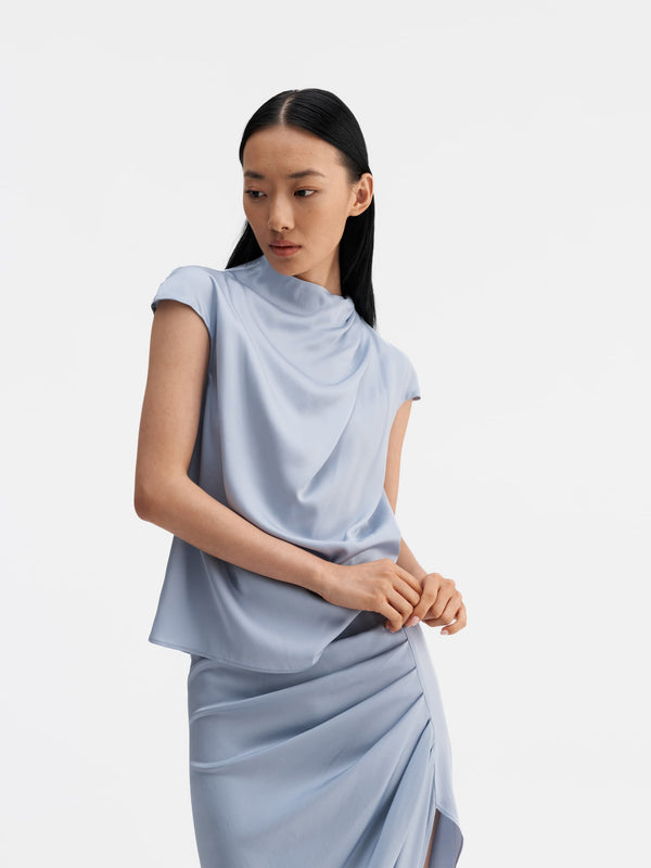 Lima silk top denim blue