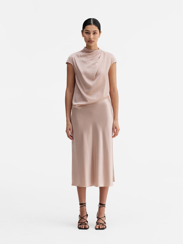 Lima silk top dusty pink