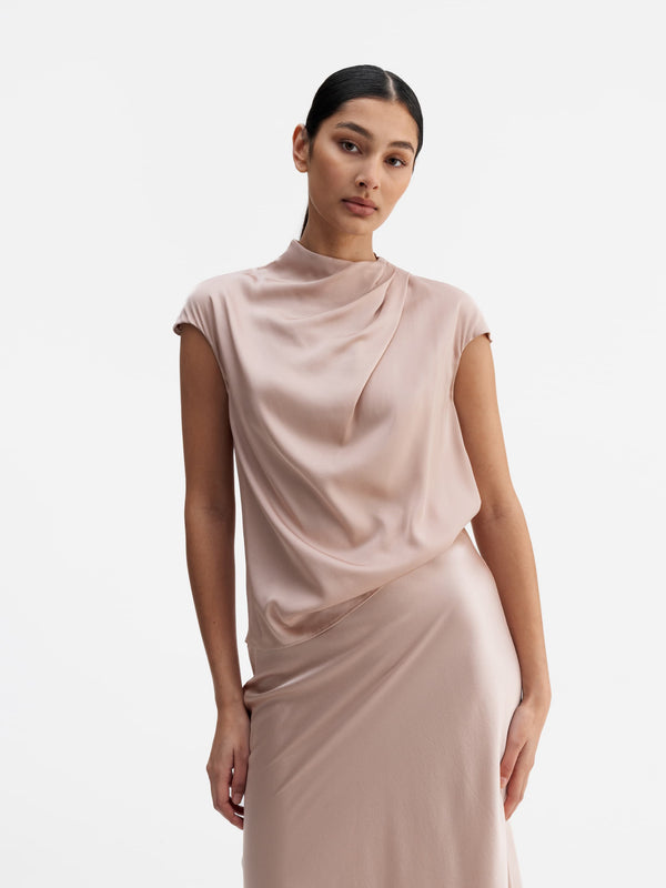 Lima silk top dusty pink