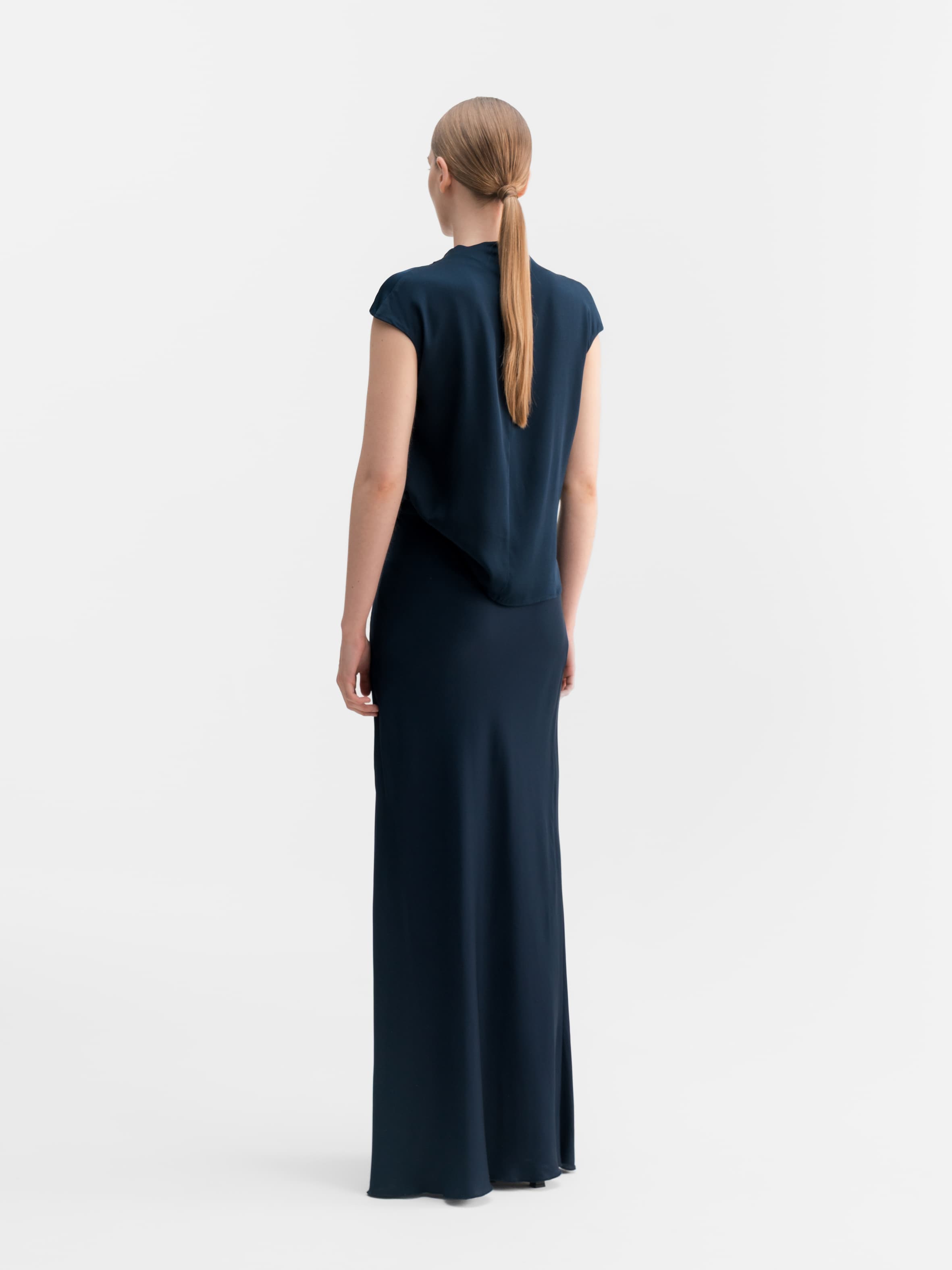 Lima silk top midnight blue