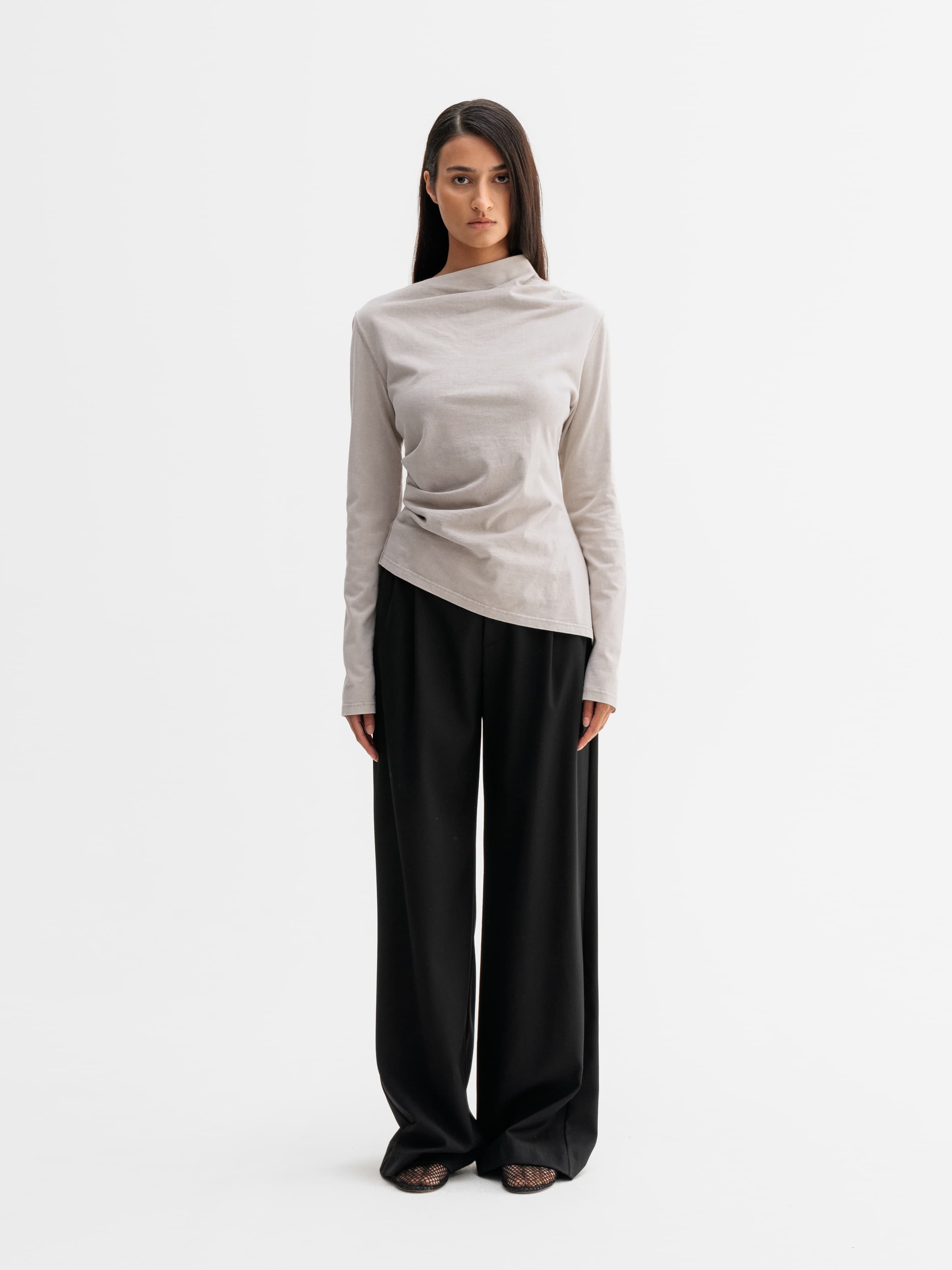 Lizi LS jersey tee washed greige