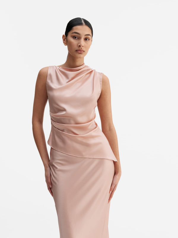 Lizi satin tank dusty pink