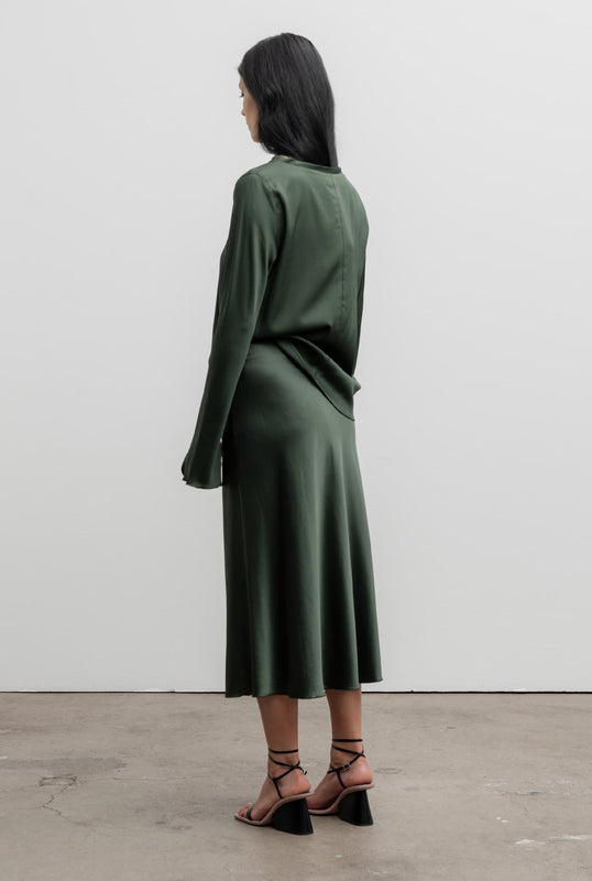 Lola silk blouse army green