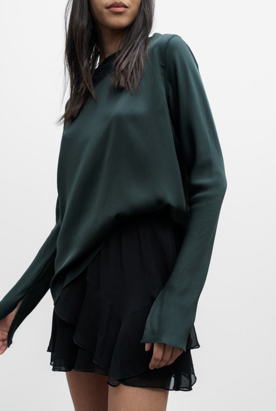 Lola silk blouse deep forest