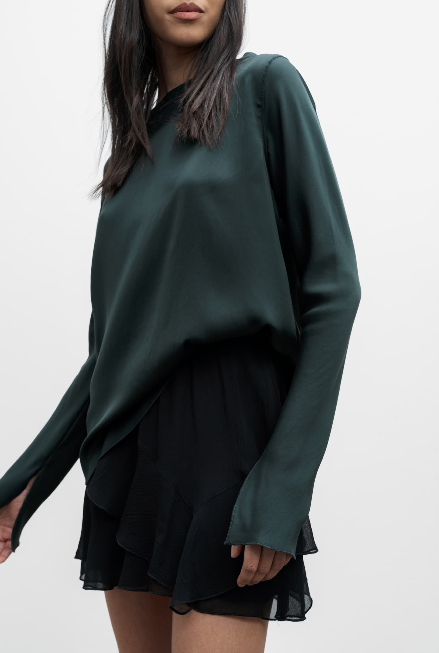 Lola silk blouse deep forest
