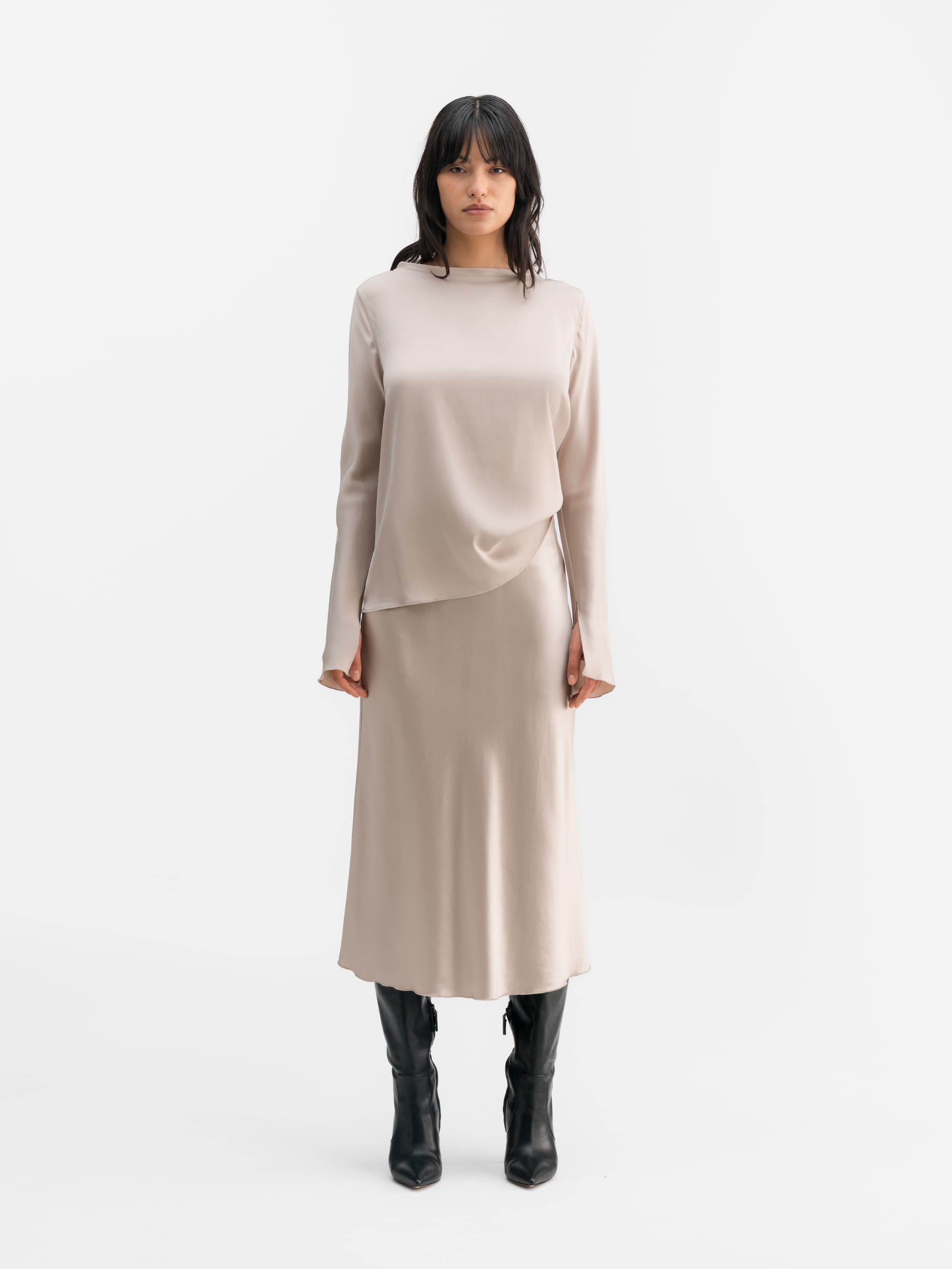 Lola silk blouse greige