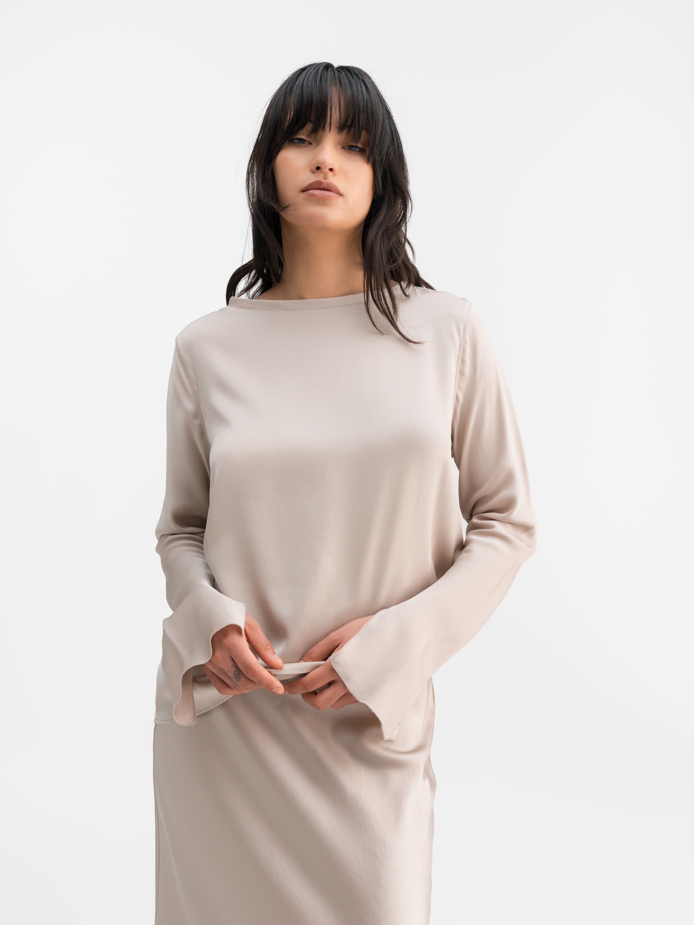 Lola silk blouse greige