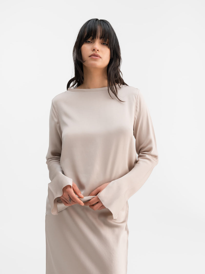 Lola silk blouse greige