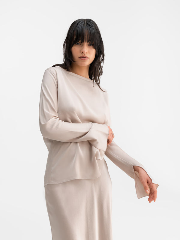 Lola silk blouse greige