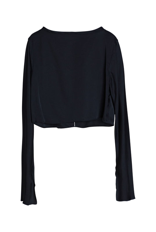 Lola cropped silk blouse black