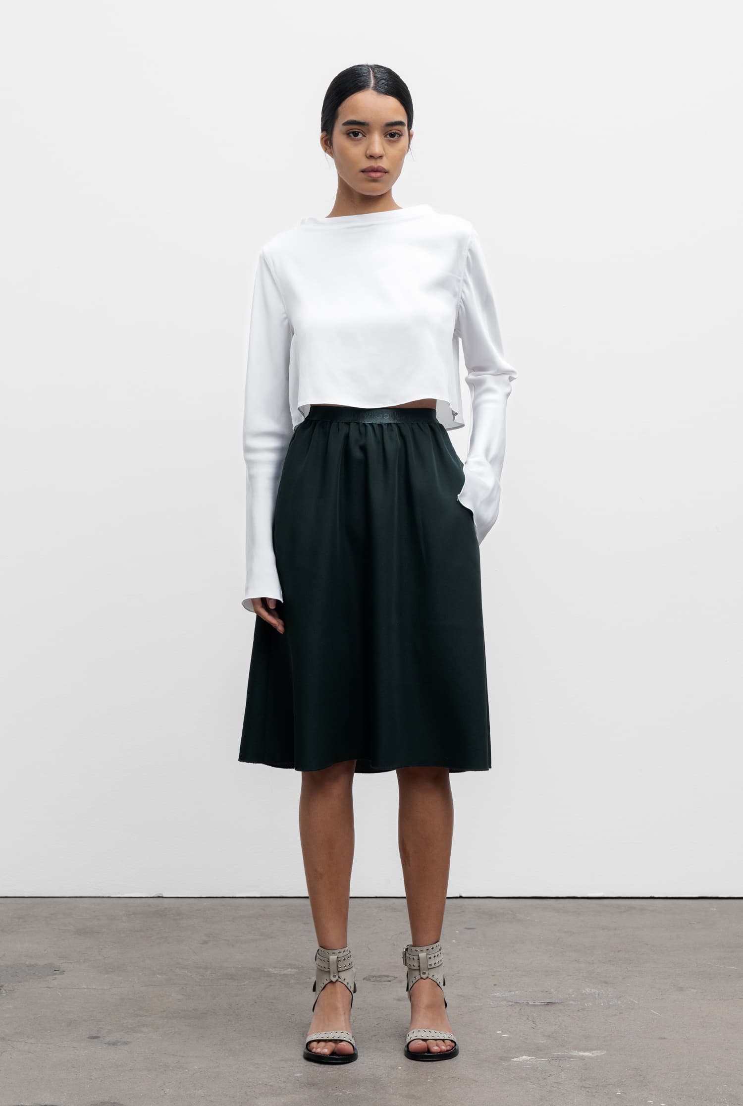 Lola cropped silk blouse optic white