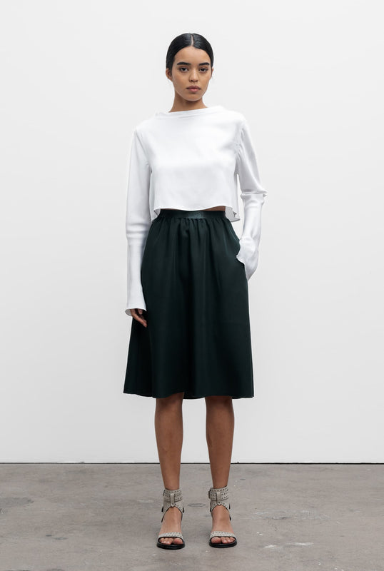 Lola cropped silk blouse optic white