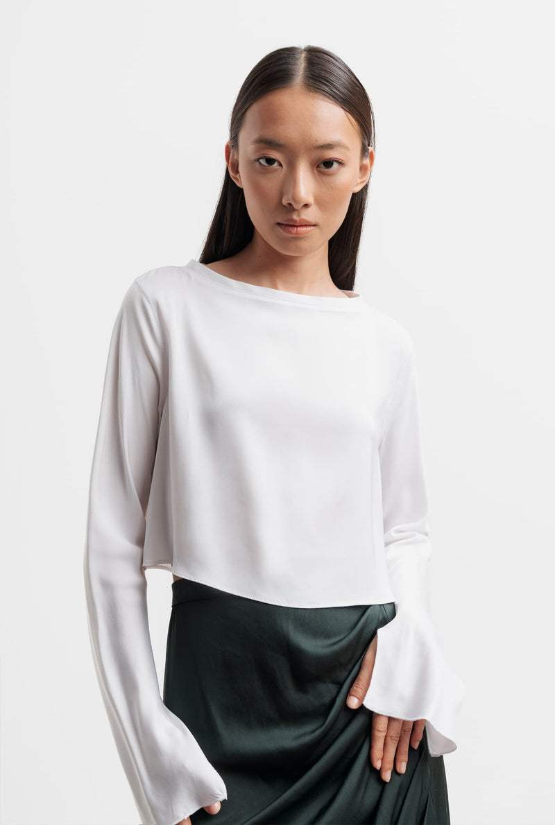 Lola cropped silk blouse optic white