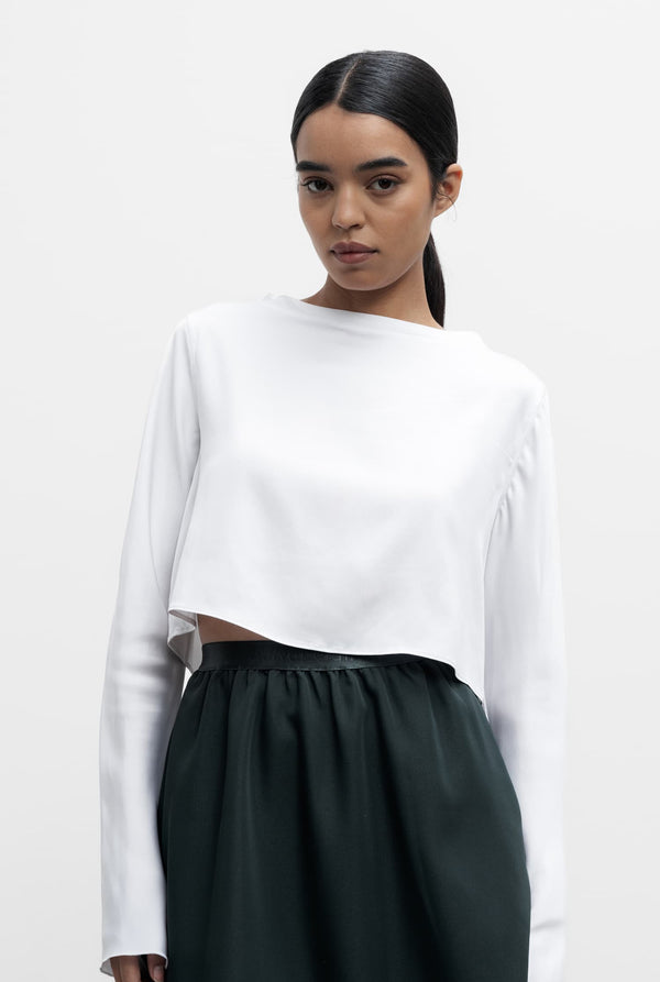 Lola cropped silk blouse optic white