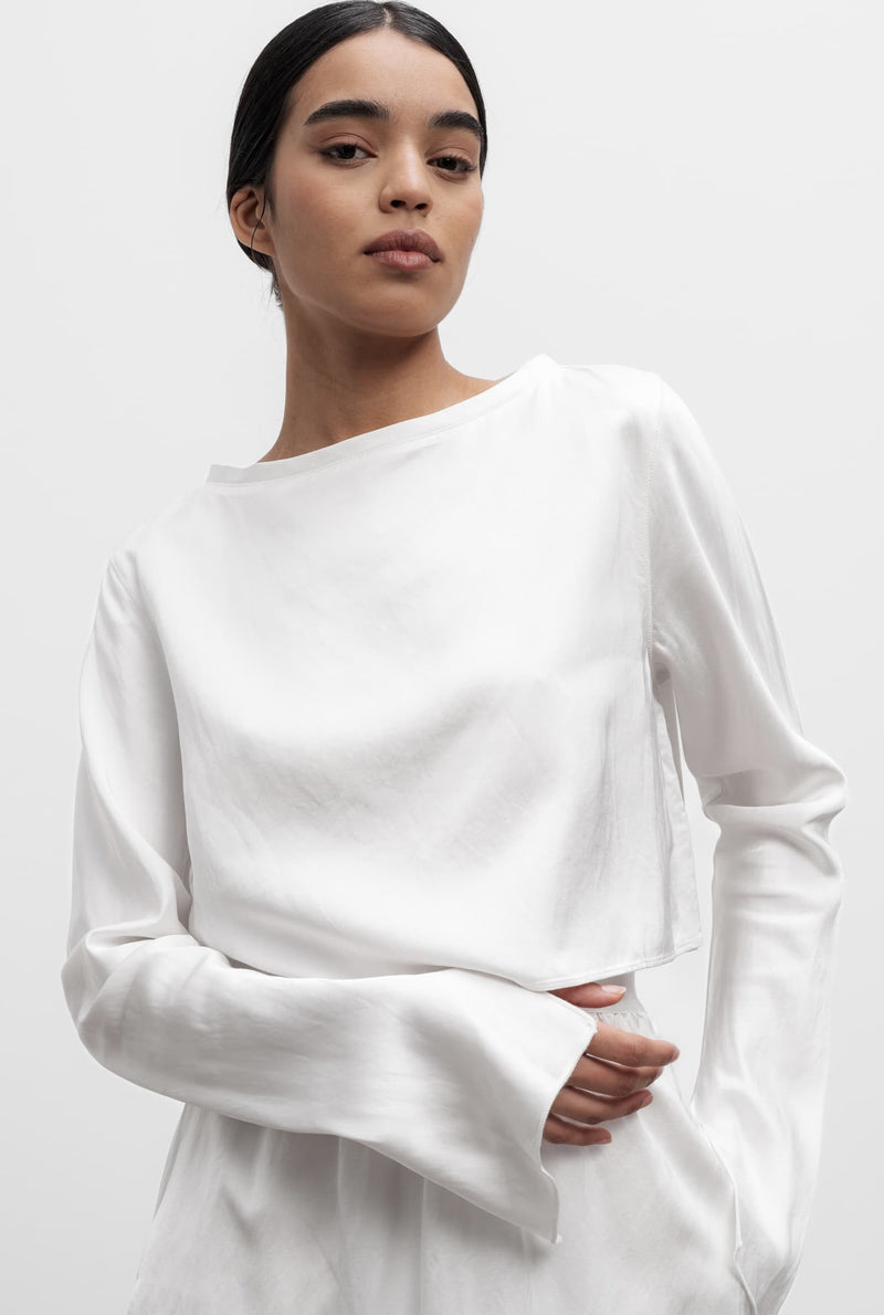 Lola cropped linen blouse optic white