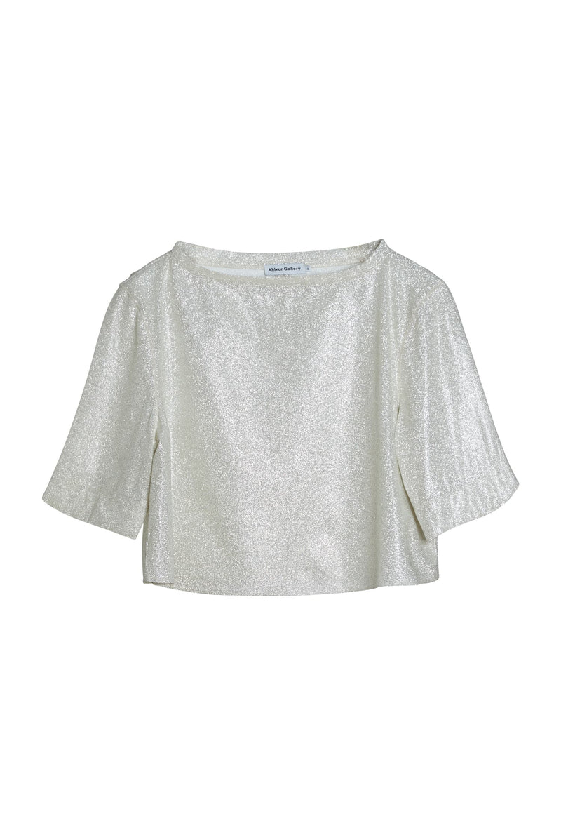 Lola cropped shimmer tee cream