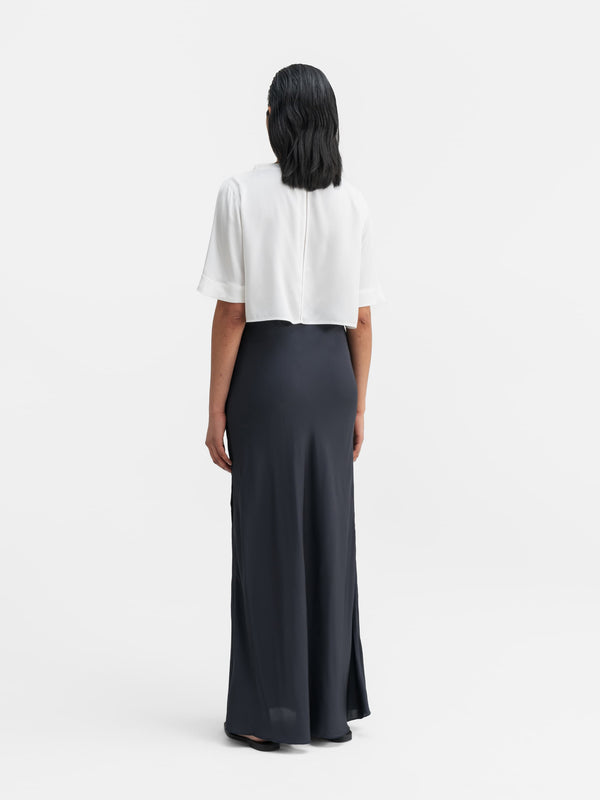 Lola cropped silk tee white