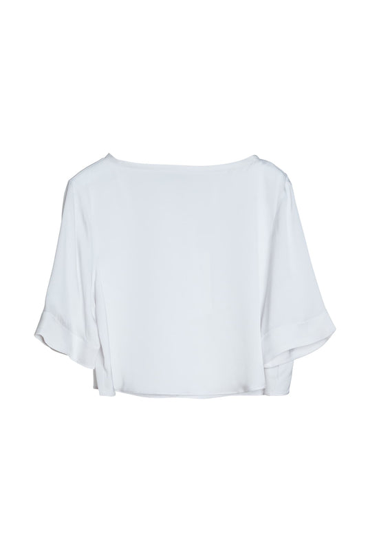 Lola cropped silk tee optic white