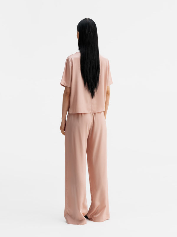 Back view of Ahlvar Gallery Lola satin tee dusty pink