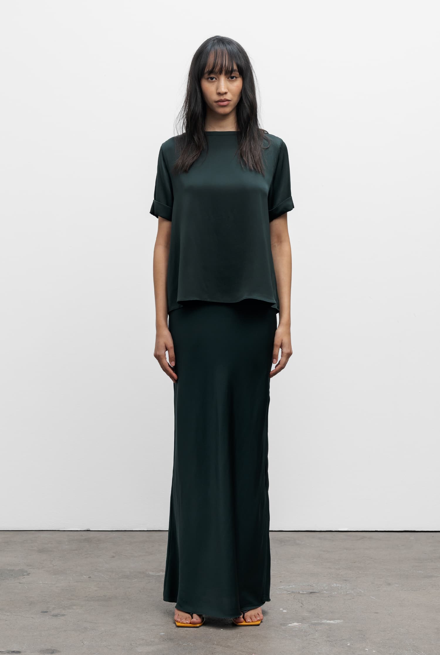 Lola silk tee deep forest