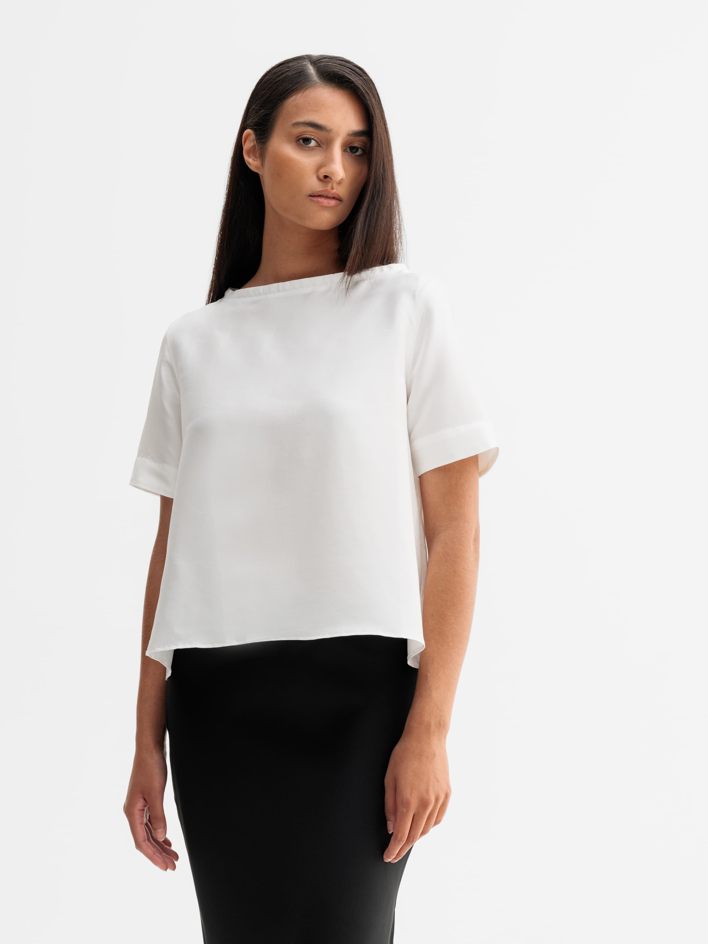 Loni silk tee white