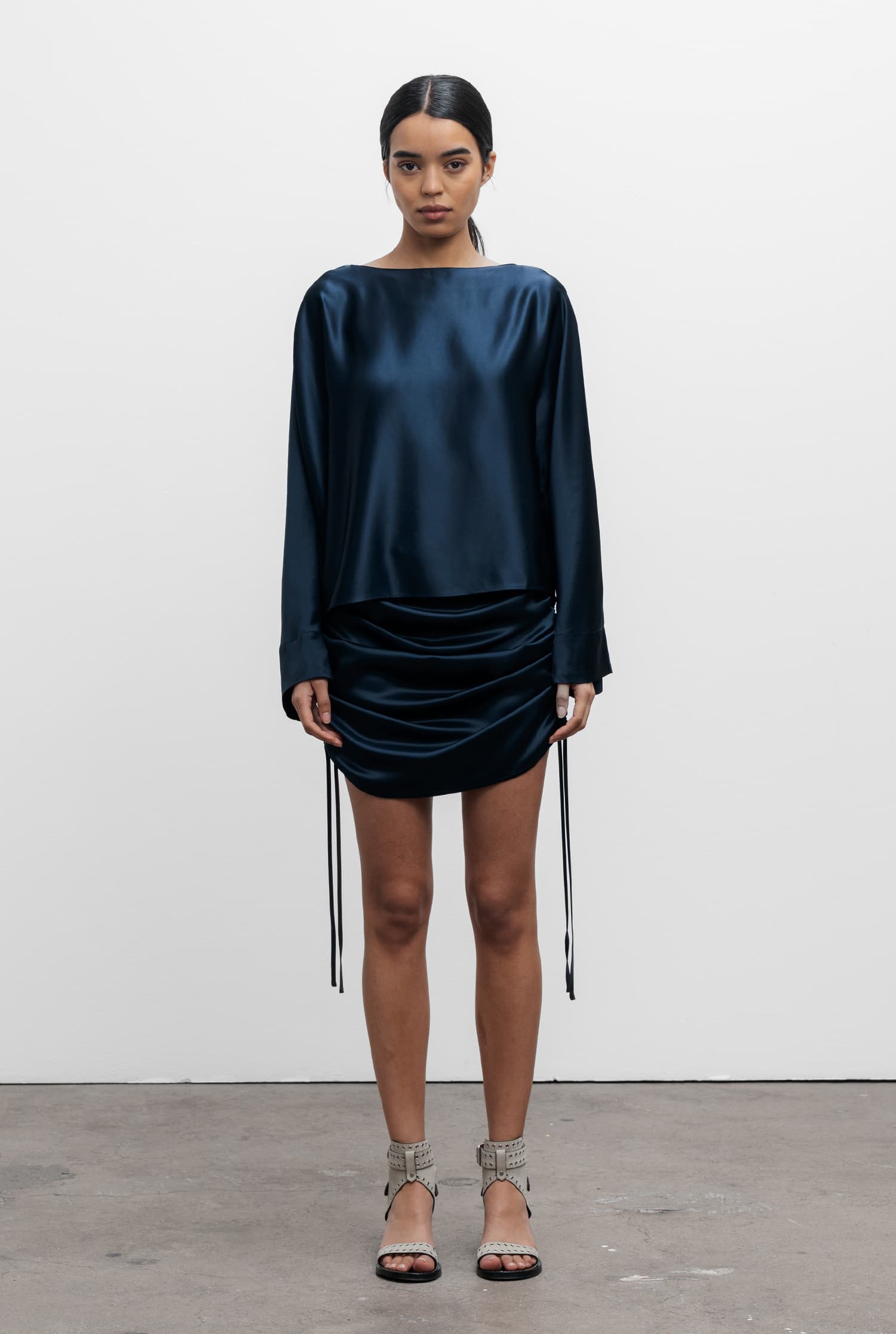 Lucy satin skirt midnight blue