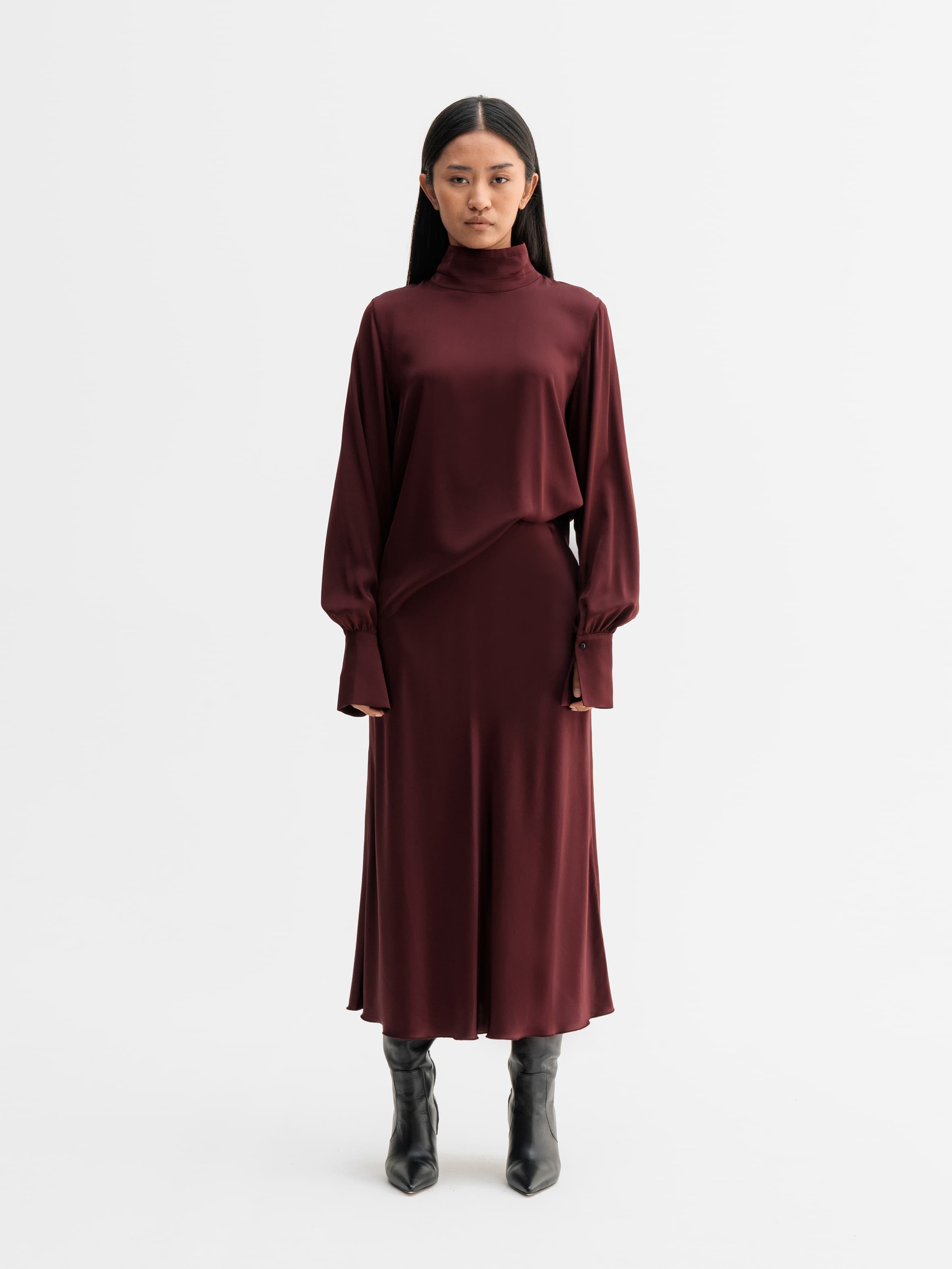 Luna silk blouse burgundy