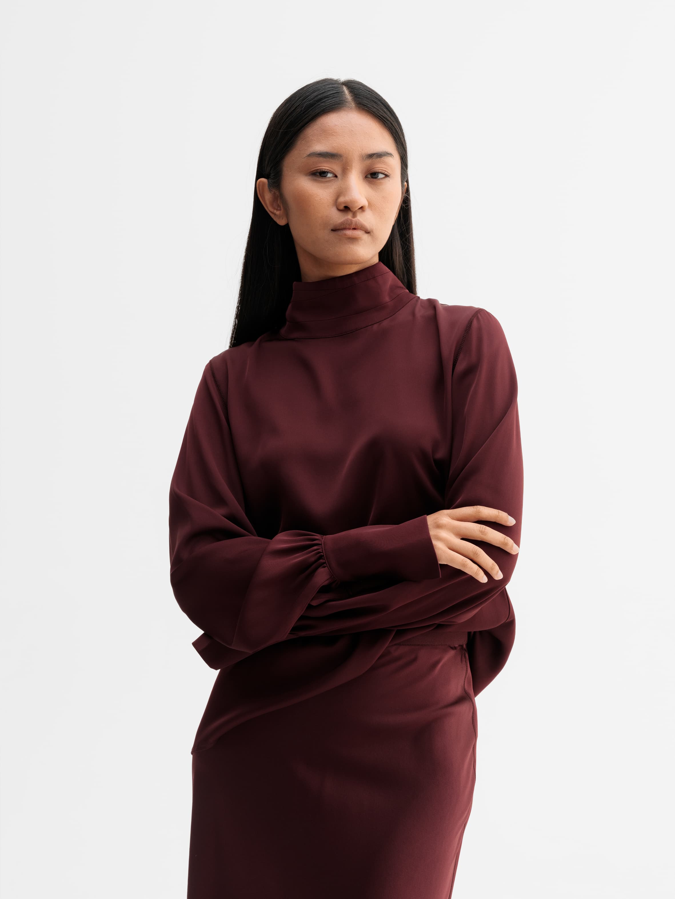 Luna silk blouse burgundy
