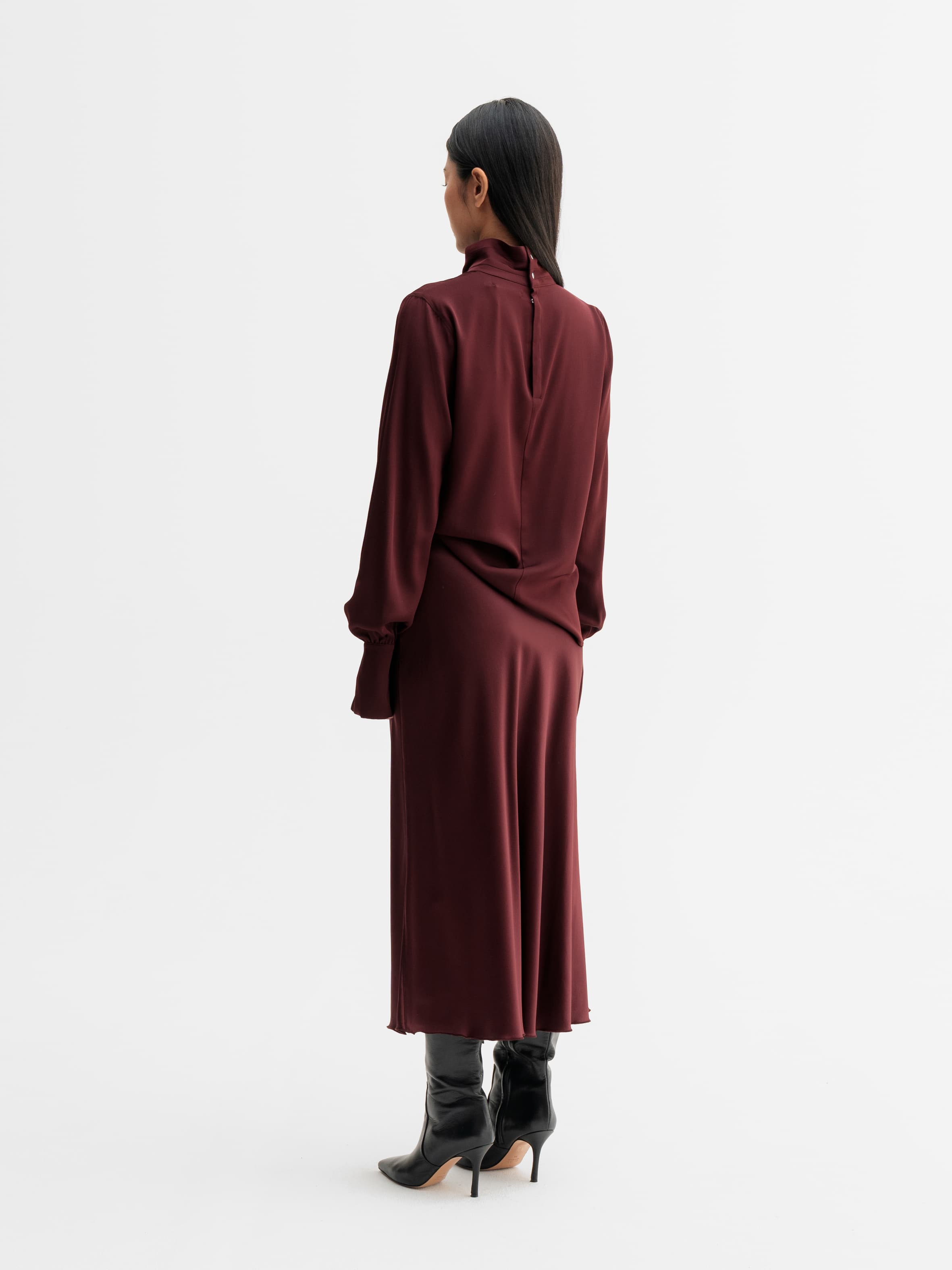 Luna silk blouse burgundy