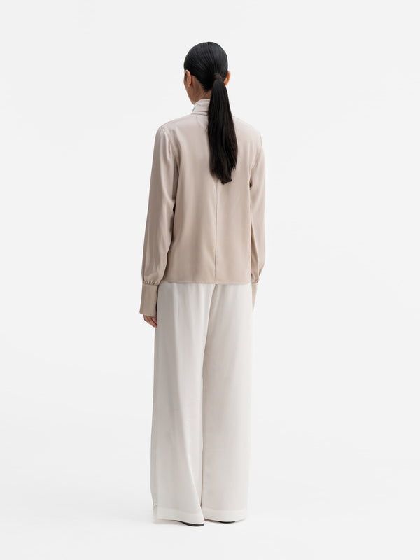 Back view of Ahlvar Gallery Luna silk blouse greige