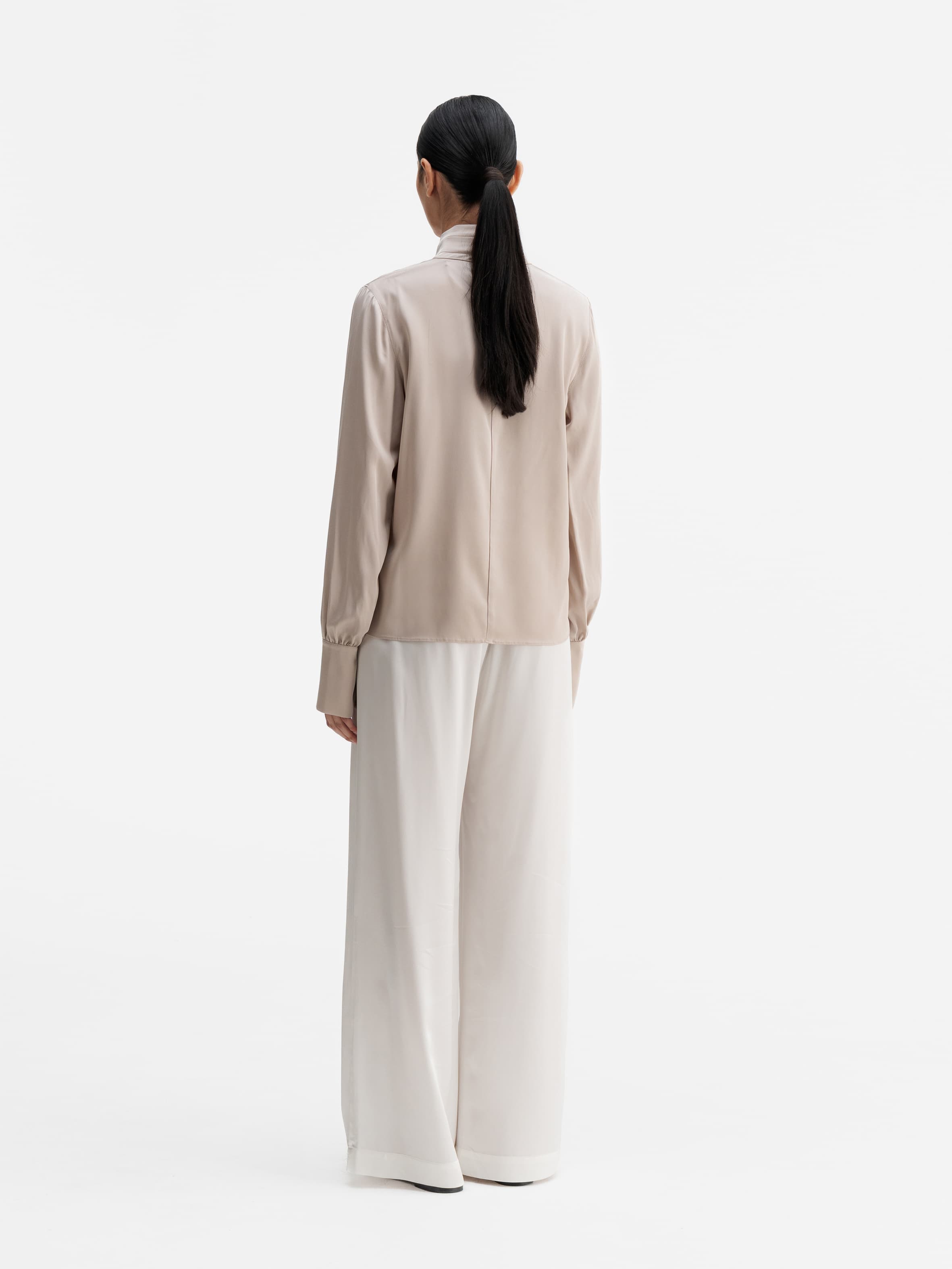 Back view of Ahlvar Gallery Luna silk blouse greige