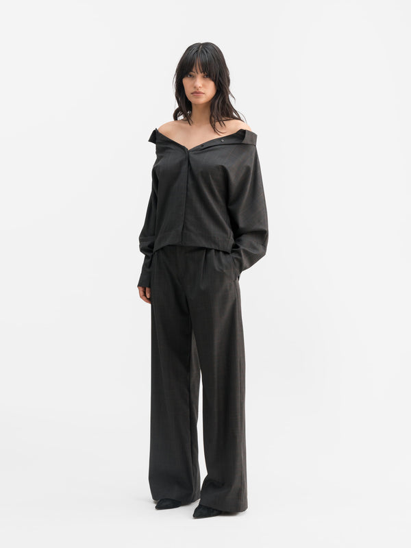 Mel check trousers dark grey