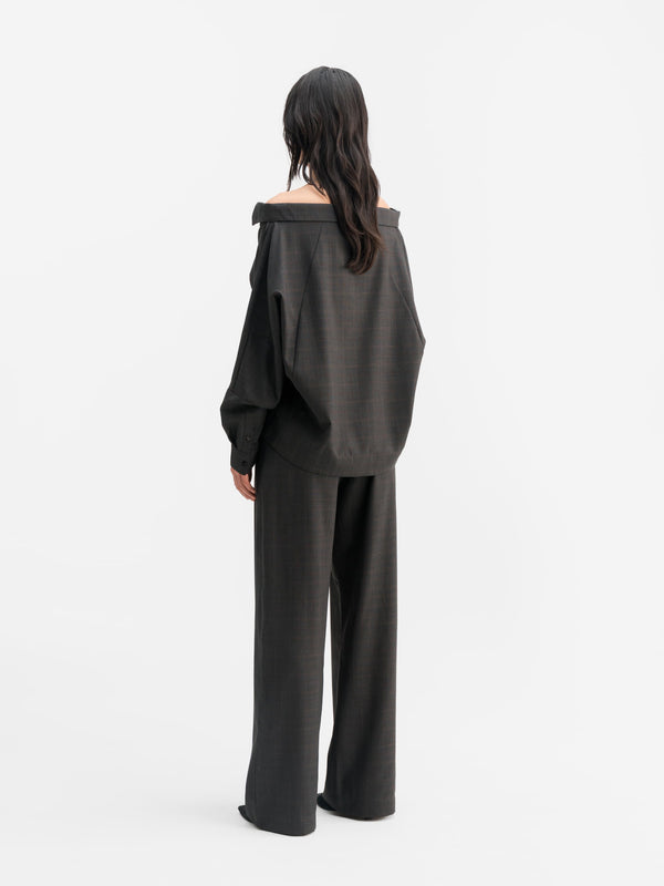 Mel check trousers dark grey