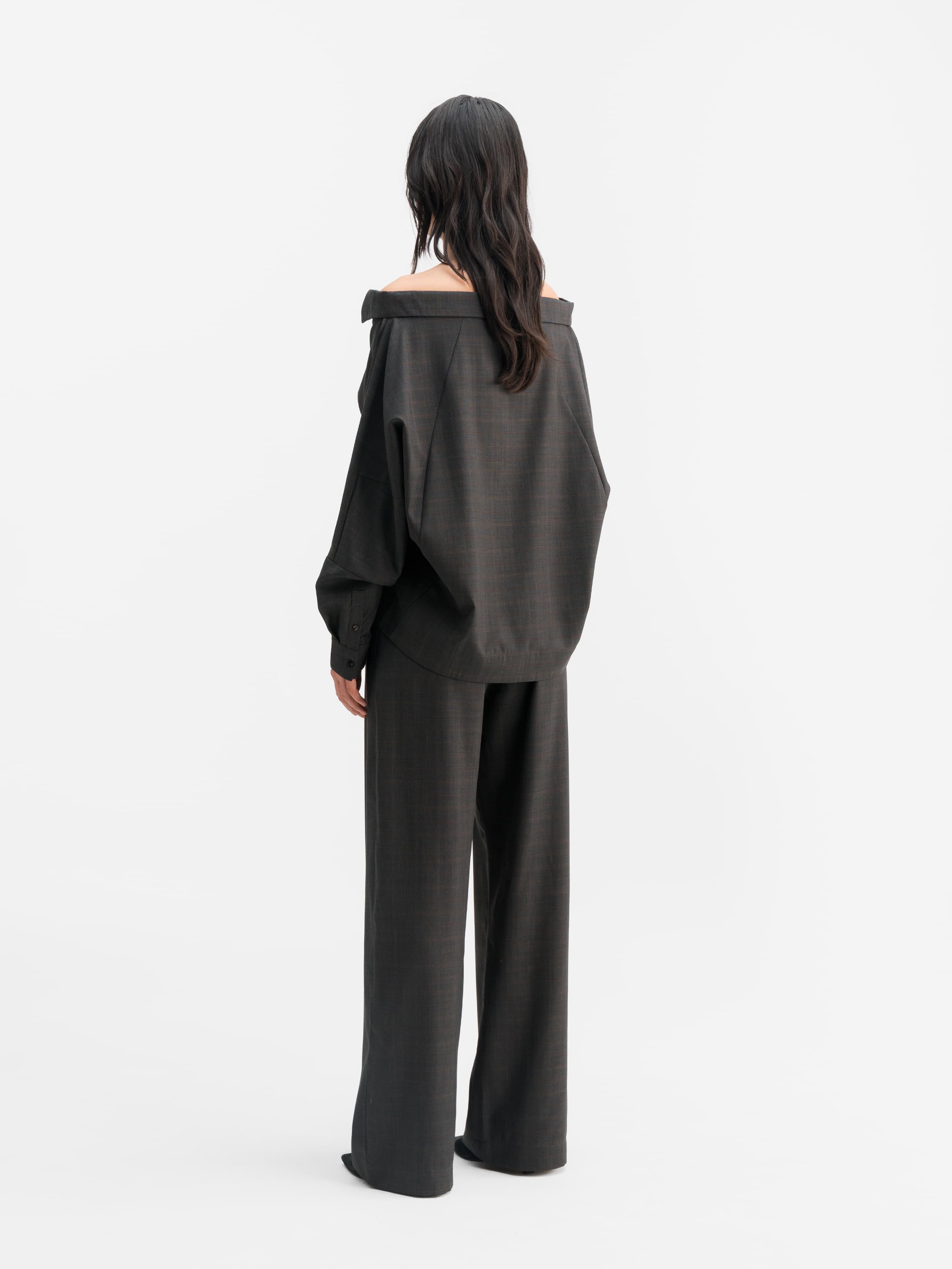 Mel check trousers dark grey