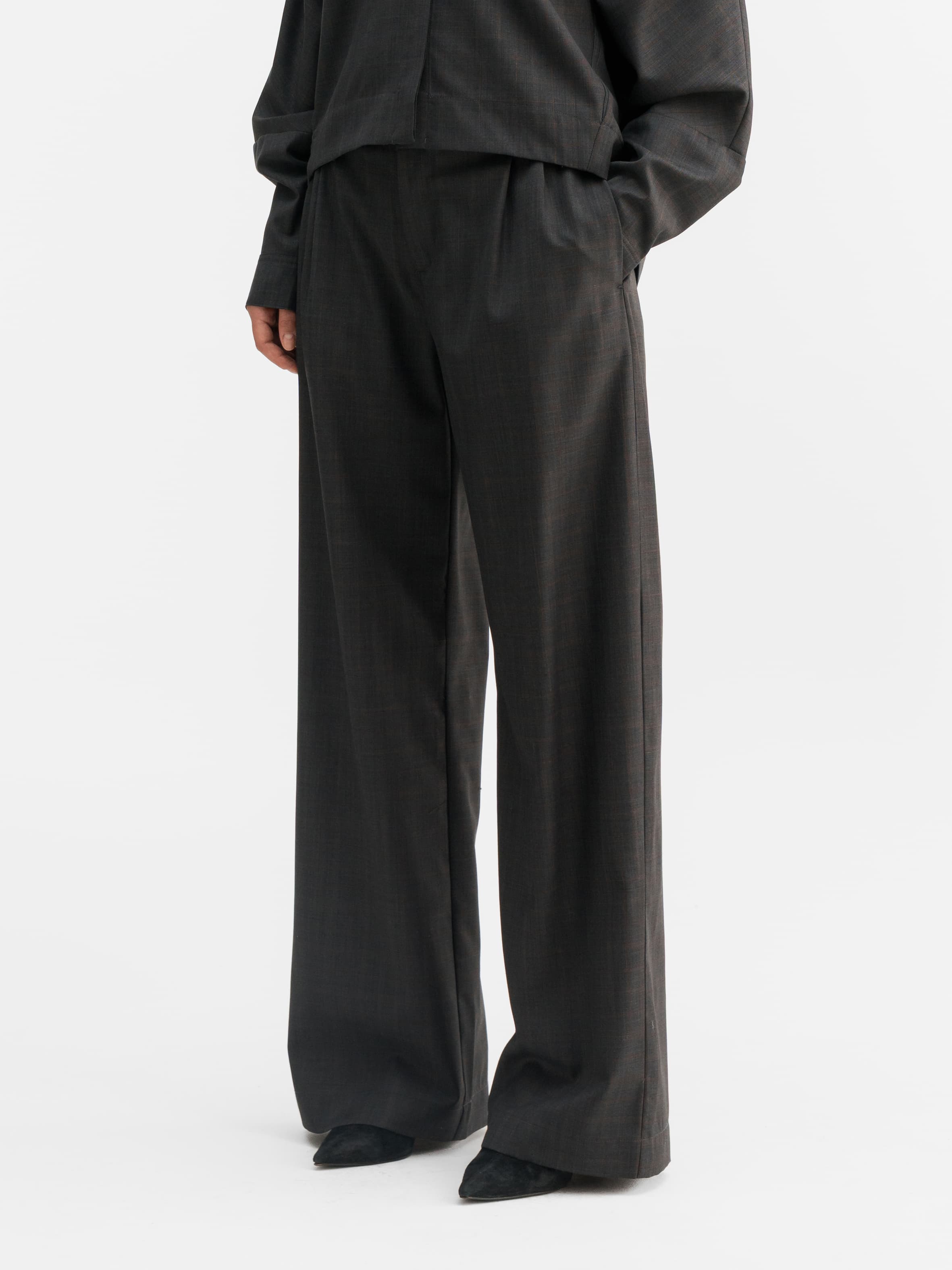 Mel check trousers dark grey