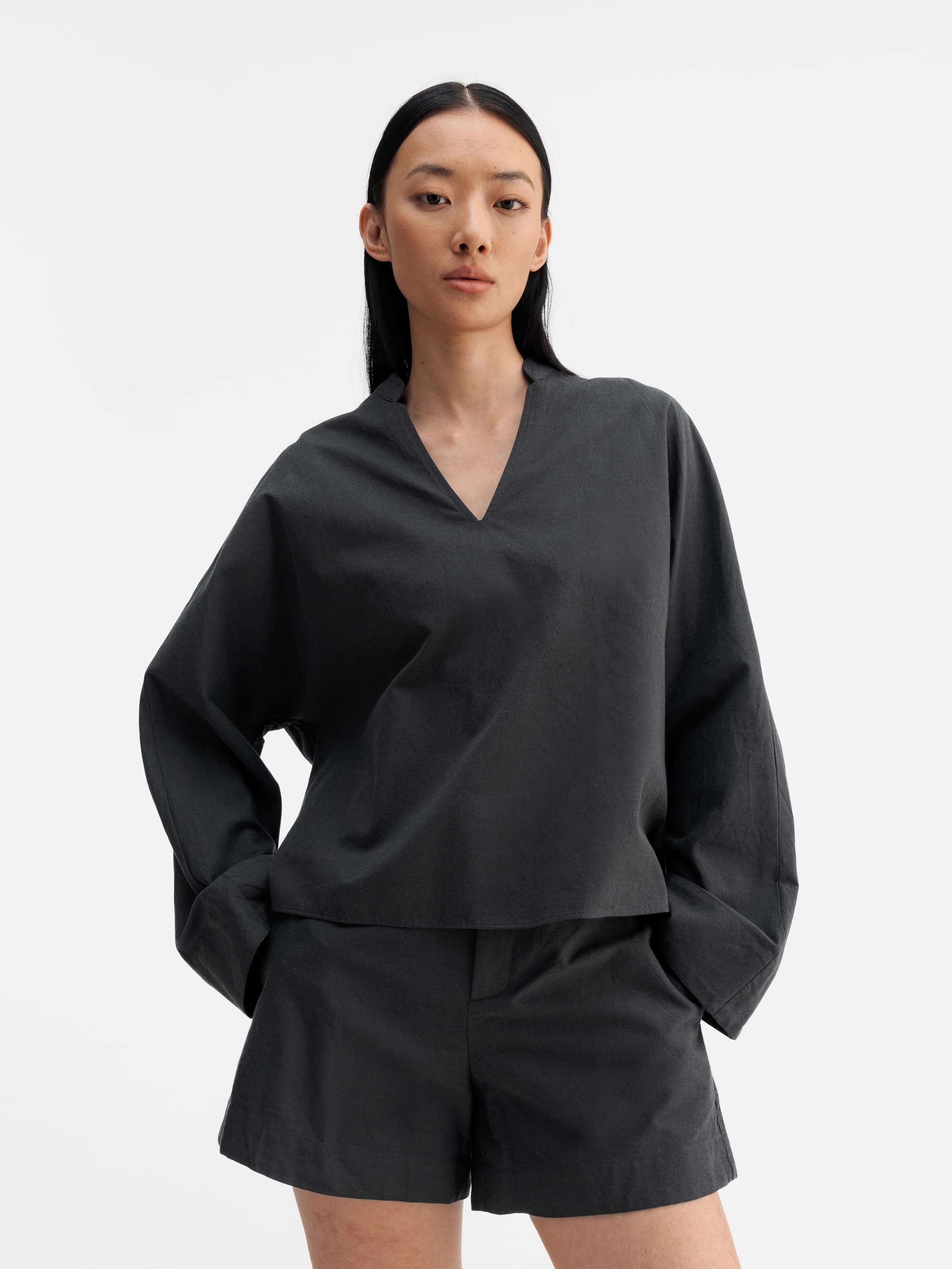 Meya oxford shorts dark grey